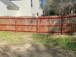 Staining a fence