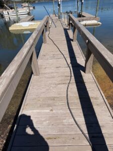 An old wooden dock on Lake Murray before a restoration project