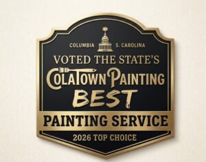 Black and gold plaque recognizing ColaTown Painting as Voted The State's Best Painting Service, 2026 Top Choice in Columbia, S. Carolina.